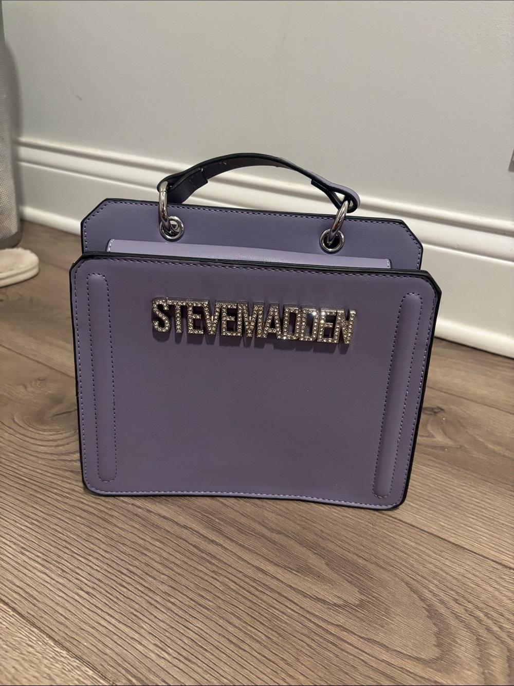 Steve Madden Lavender Box Satchel with Branded Hardware